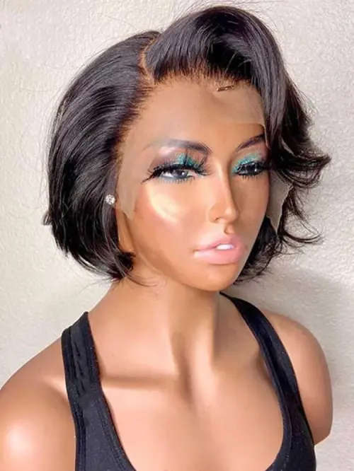 Wigs Ear to ear Peruvian Hair Wig Lace Frontal 13x4 short pixie cut